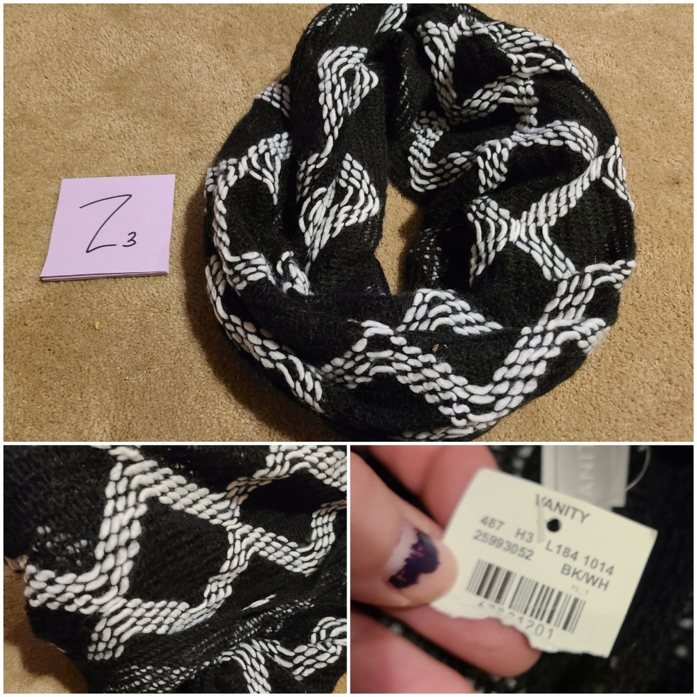Vanity Infinity Black and White Scarf nwt